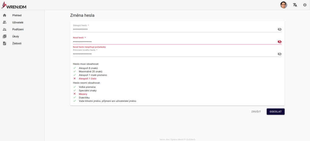 Změna hesla